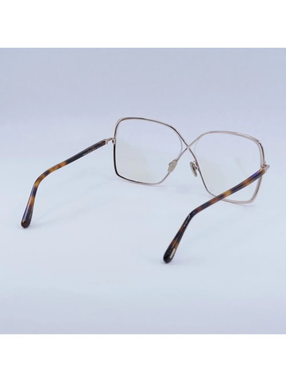 Tom Ford FT5841-B 028 Eyeglasses Gold 59mm Square Frame, Clear/Blue Lenses